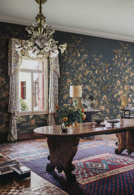 Sandberg pilttapeet Chinoiserie Garden, Dark Blue S10416