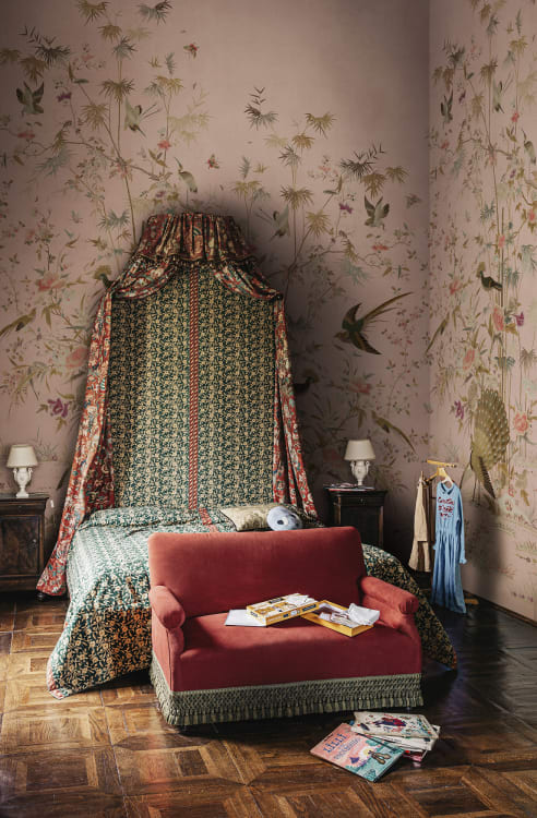 Sandberg pilttapeet Chinoiserie Garden, Pink S10417