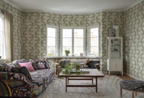 Sandberg tapeet Jasmine, Garden Green S10439