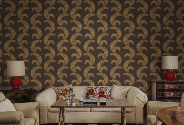 Sandberg tapeet Jasmine, Charcoal S10442