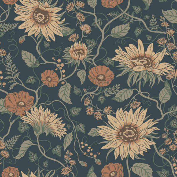 Sandberg tapeet Solveig, Midnight Blue S10480