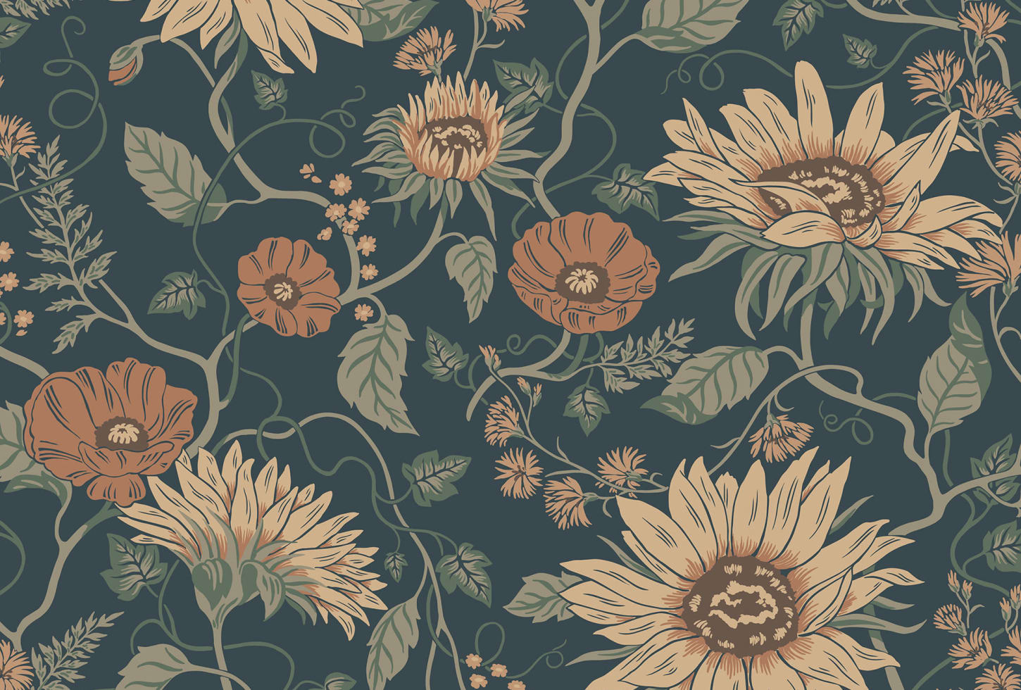 Sandberg tapeet Solveig, Midnight Blue S10480