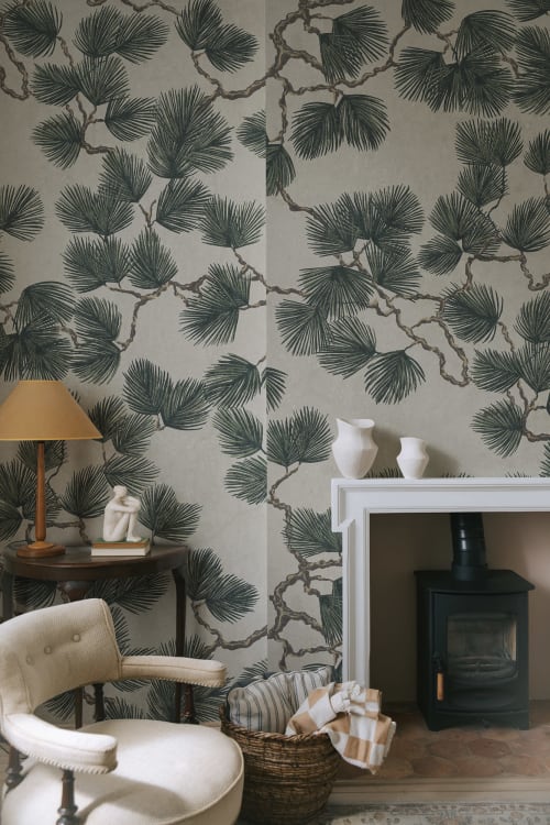 Sandberg pilttapeet Pine Mural, Green S10488