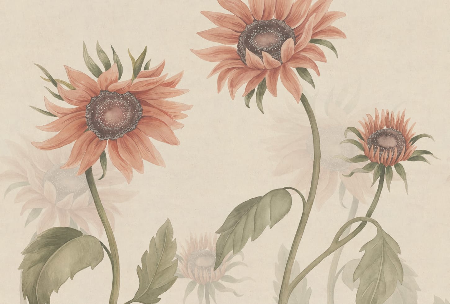 Sandberg pilttapeet Sunflowers, Peach S10528