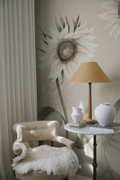 Sandberg pilttapeet Sunflowers, White S10529