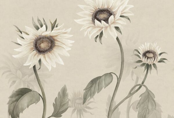 Sandberg pilttapeet Sunflowers, White S10529
