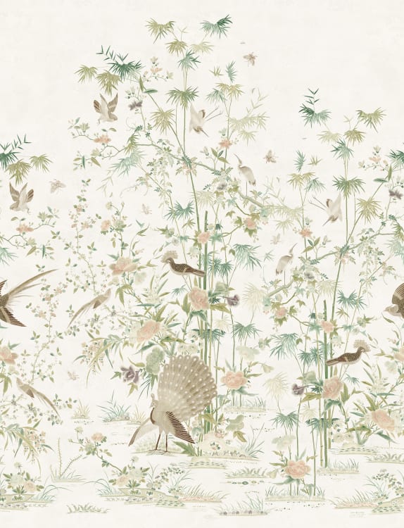 Sandberg pilttapeet Chinoiserie Garden, Light Green S10543