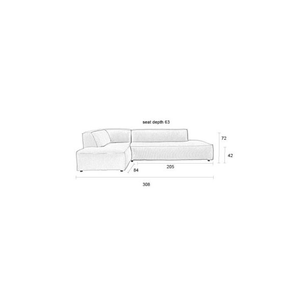 Zuiver nurgadiivan Fat Freddy Rib Sofa Left Natural