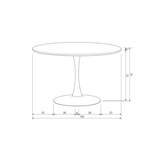 De Eekhoorn ümmargune söögilaud Collection, O120cm