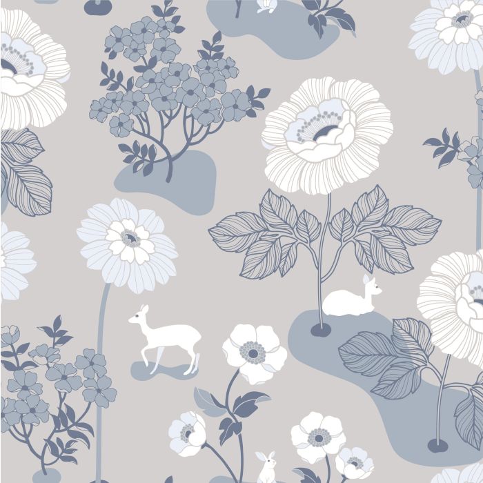 Duro tapeet Blomsteräng, grå