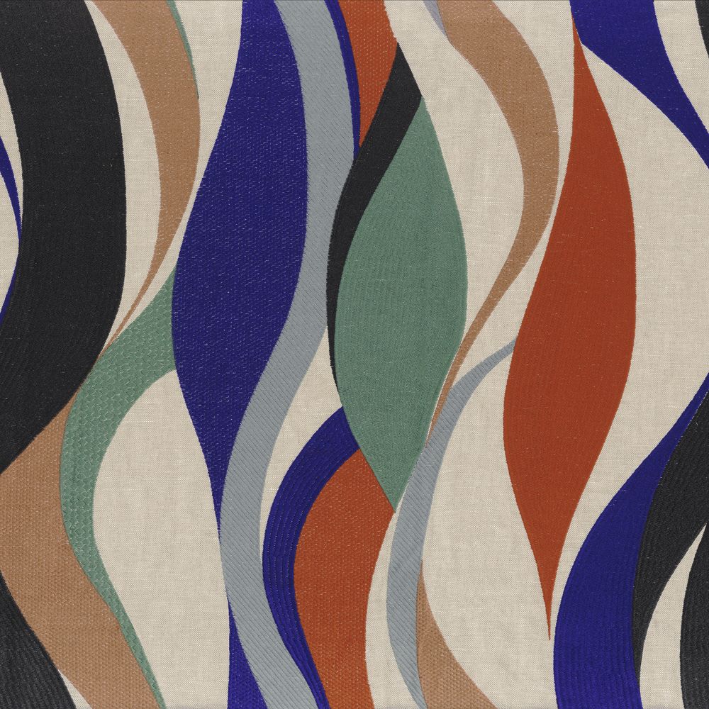 Casamance kangas Ritournelle Indigo / Orange Brulee