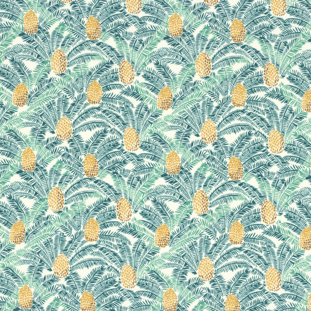 Casamance kangas Pigna Blanc Petale / Emeraude