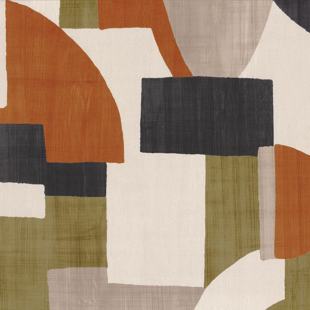 Casamance kangas Trompe L'Oeil Kaki / Orange Brulee