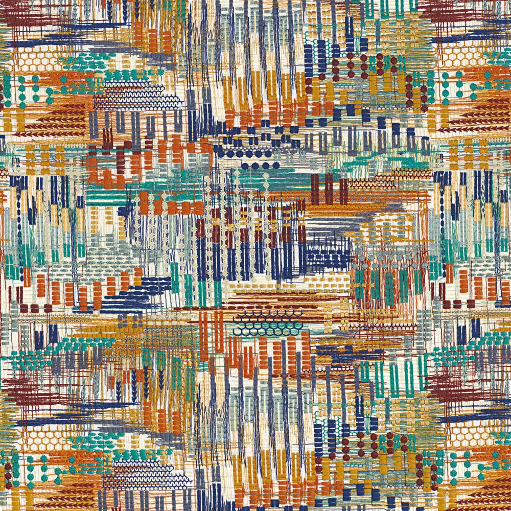 Casamance kangas Point De Vue Turquoise Orange Brulee