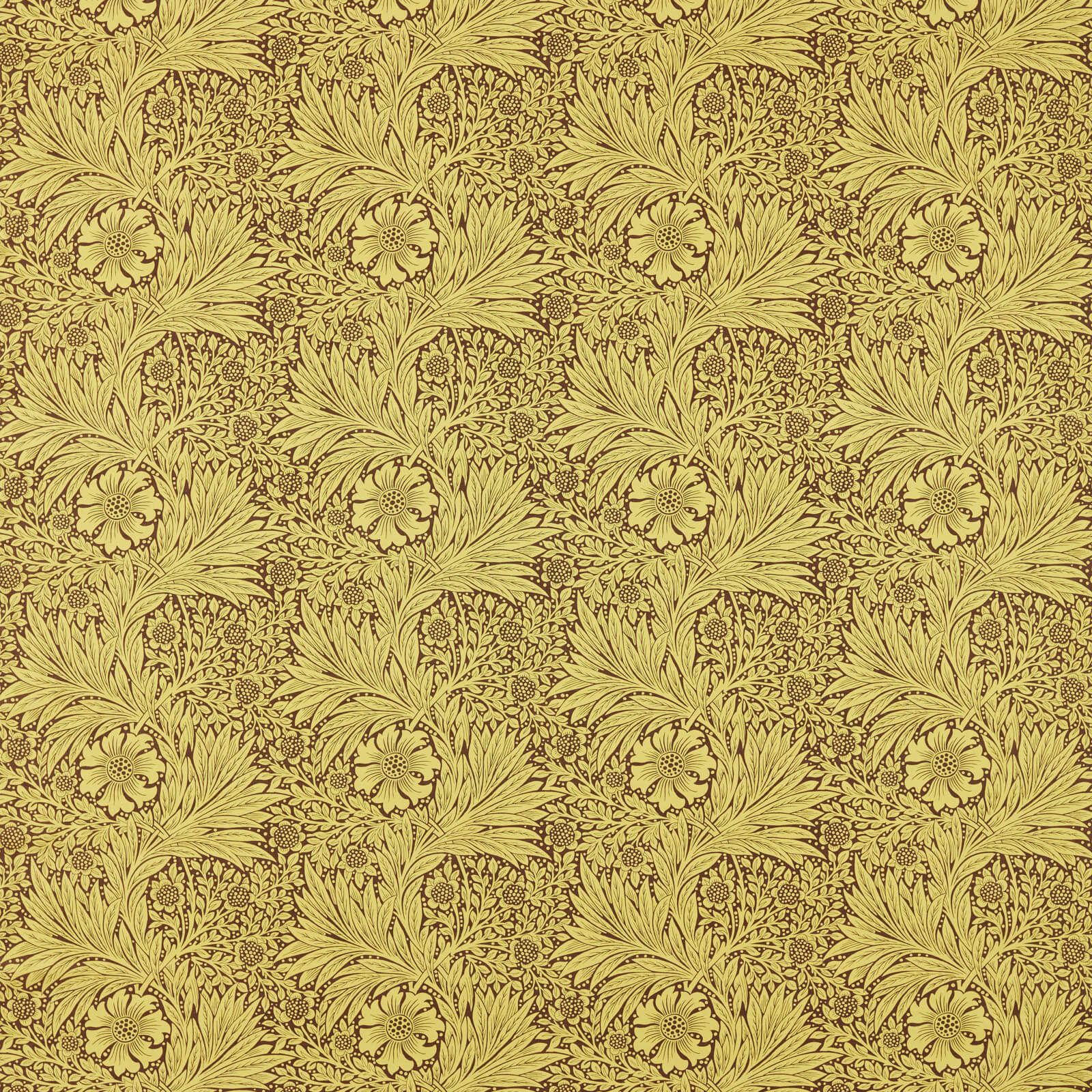 marigold-morris-and-co-summer-yellow-chocolate-fabric-226983-image01 Morris & Co kangas Marigold