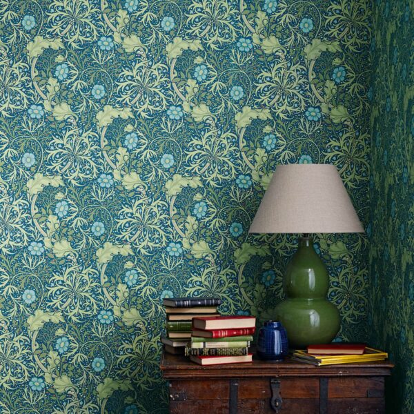 morris-seaweed-morris-and-co-cobalt-thyme-wallpaper-214713-image03 Morris & Co. tapeet Morris Seaweed
