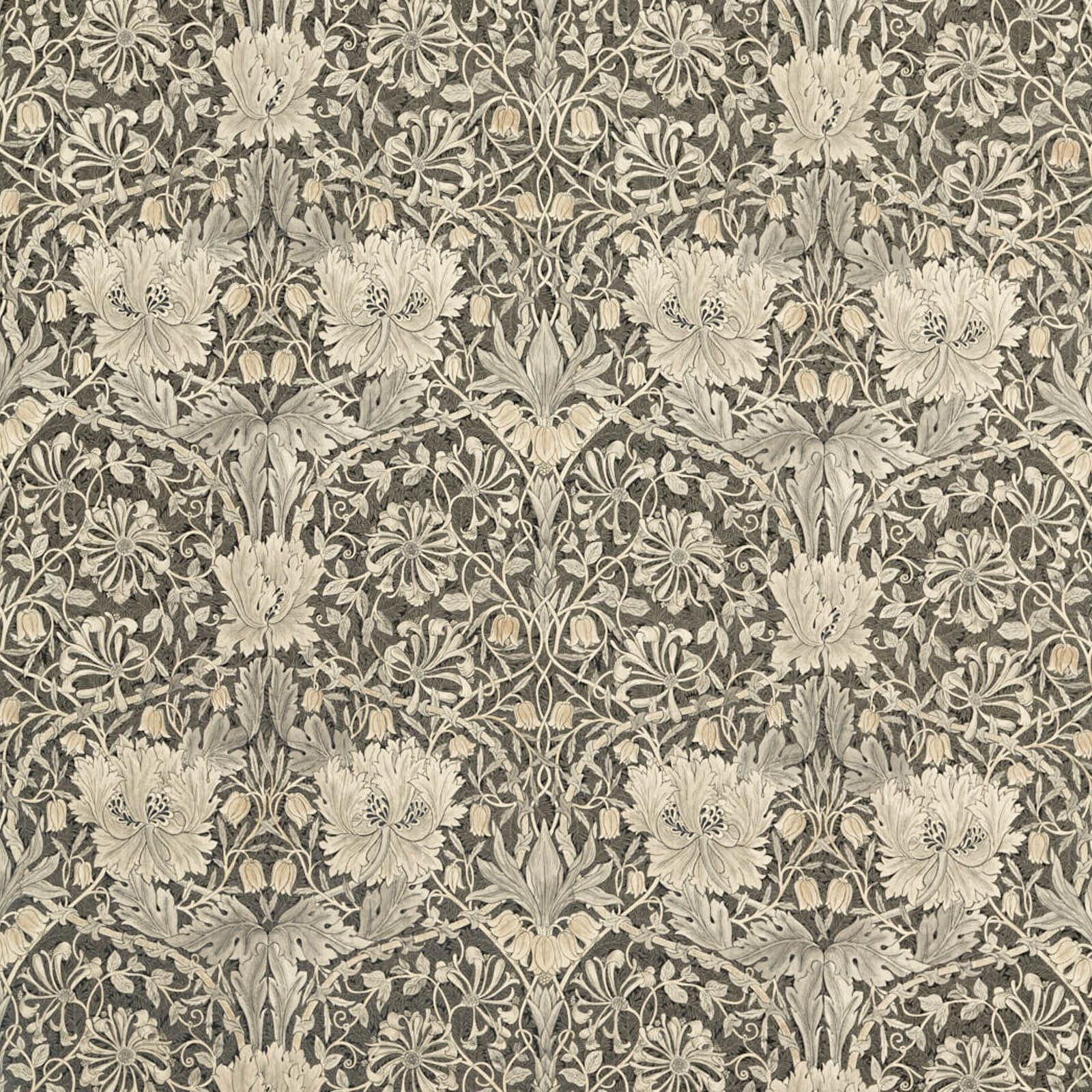 pure-honeysuckle-and-tulip-print-morris-and-co-black-ink-fabric-226482-image01 Morris & Co kangas Pure Honeysuckle & Tulip Print