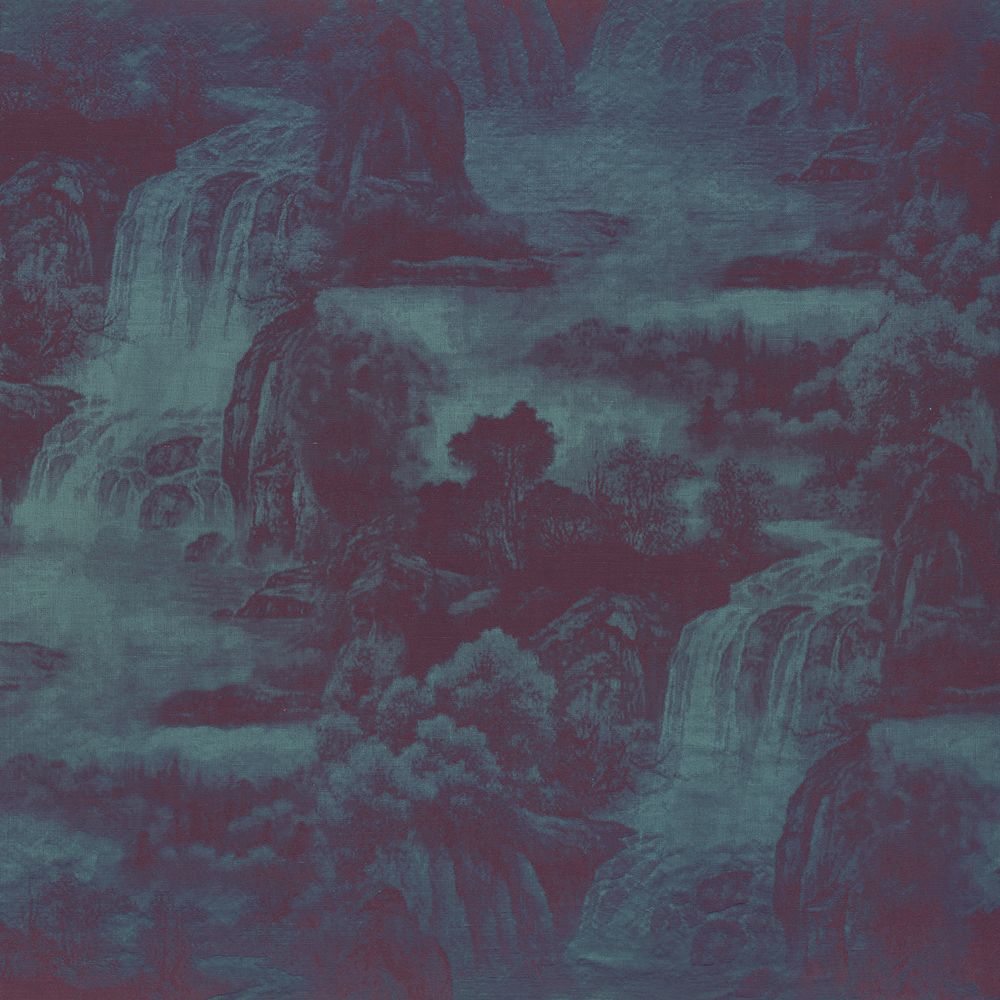 7887 - Left211 Casamance kangas Eau Vive Bleu Orage / Lie De Vin