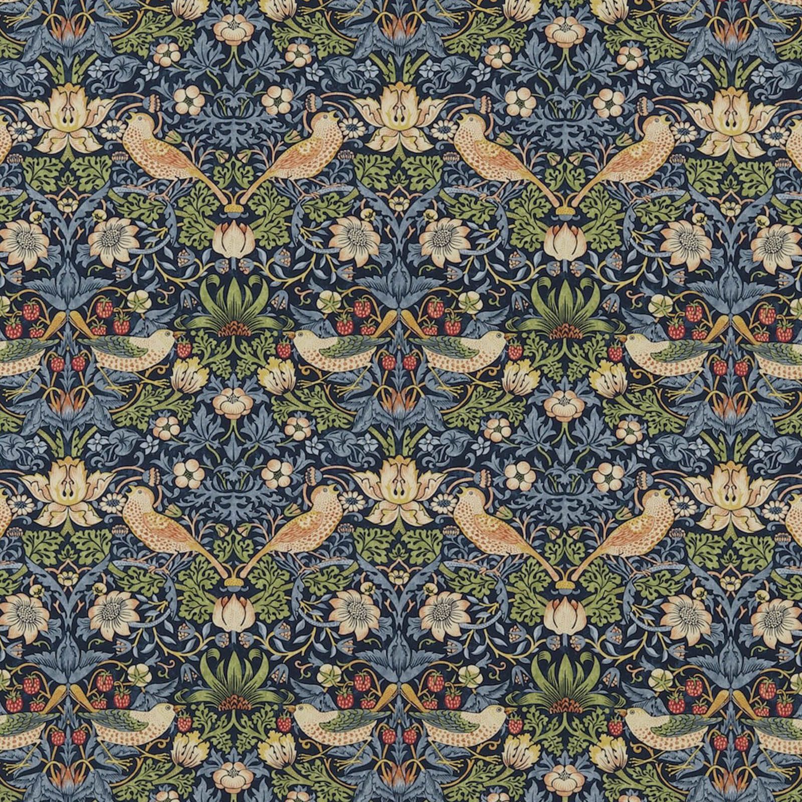 strawberry-thief-morris-and-co-indigo-mineral-fabric-220313-image01 Morris & Co kangas Strawberry Thief