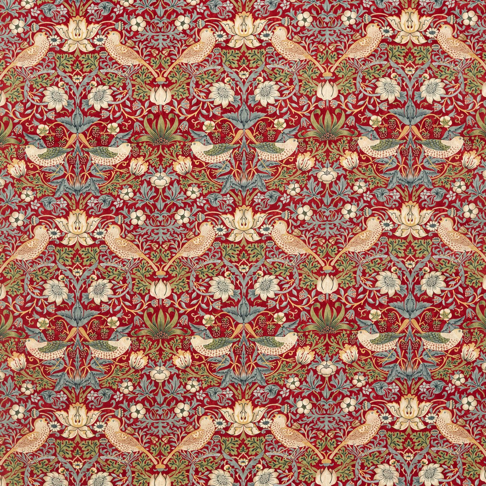 Morris & Co kangas Strawberry Thief Velvet