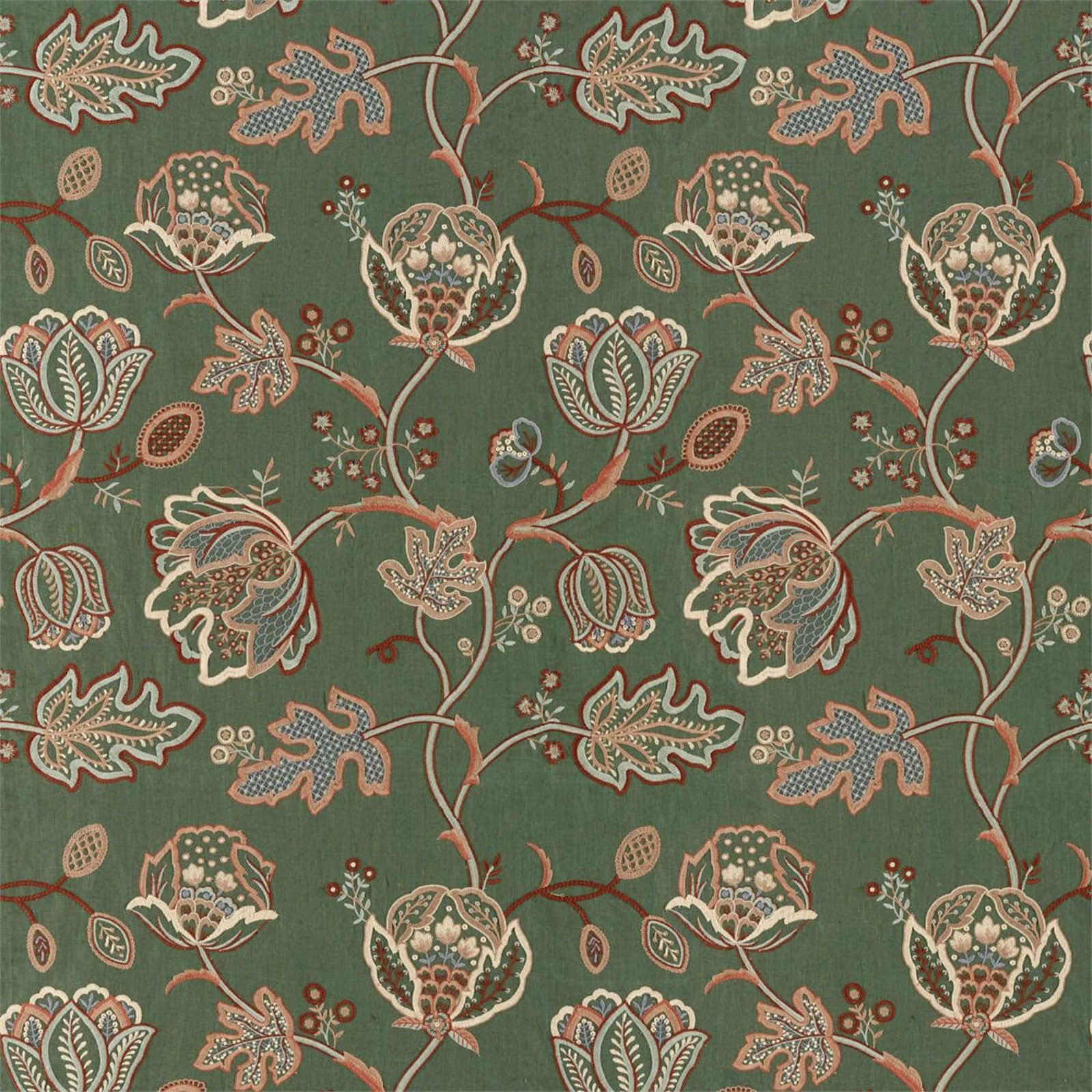 theodosia-embroidery-morris-and-co-bottle-green-fabric-236821-image01 Morris & Co kangas Theodosia Embroidery