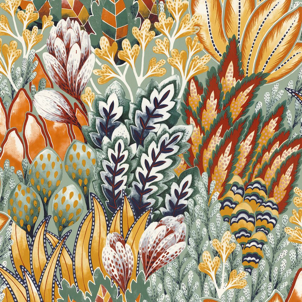 Casamance tapeet Avicennia Emeraude/Moutarde