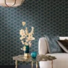Casamance tapeet Otto Marine/Vert Mousse