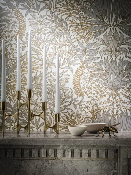 Casamance tapeet Chardon Blanc/Doré