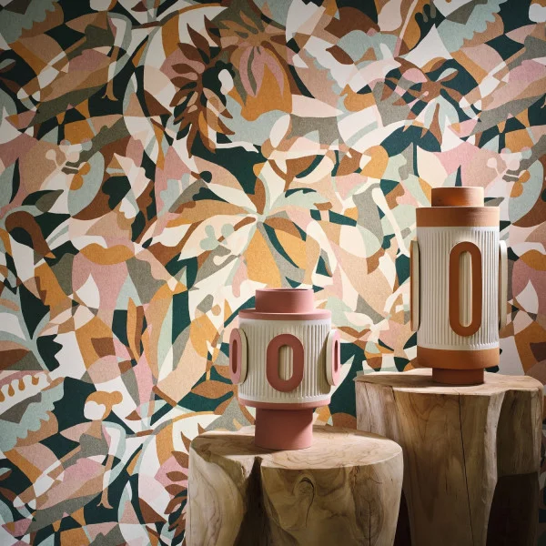 Casamance tapeet Plongeon Marine/Terracotta