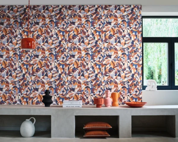 Casamance tapeet Plongeon Marine/Terracotta