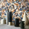 Casamance tapeet Plongeon Bleu Persan/Ambre