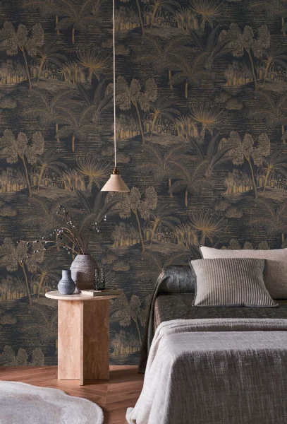 Casamance tapeet Baharia Anthracite/Doré