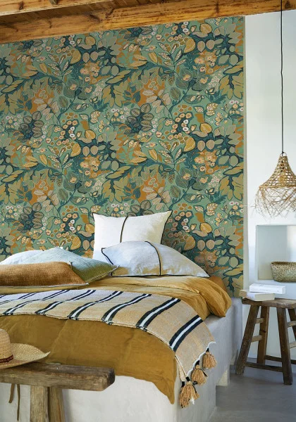 Casamance tapeet Belle De Nuit Menthe/Moutarde