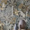 Casamance tapeet Belize Damier Noir/Fauve