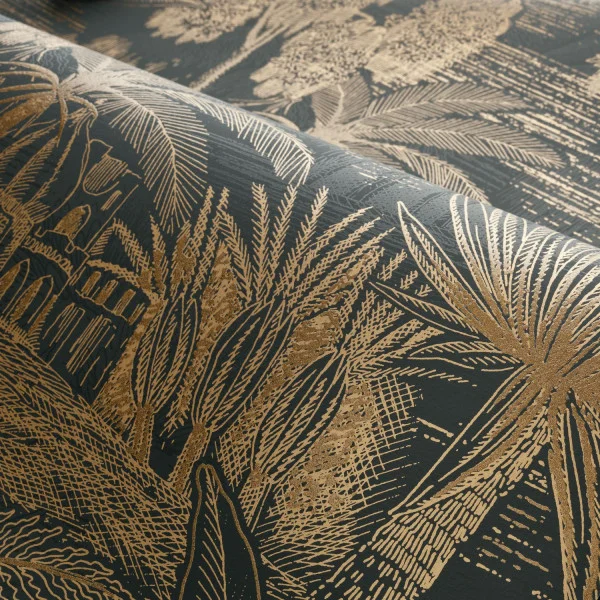 Casamance tapeet Baharia Anthracite/Doré