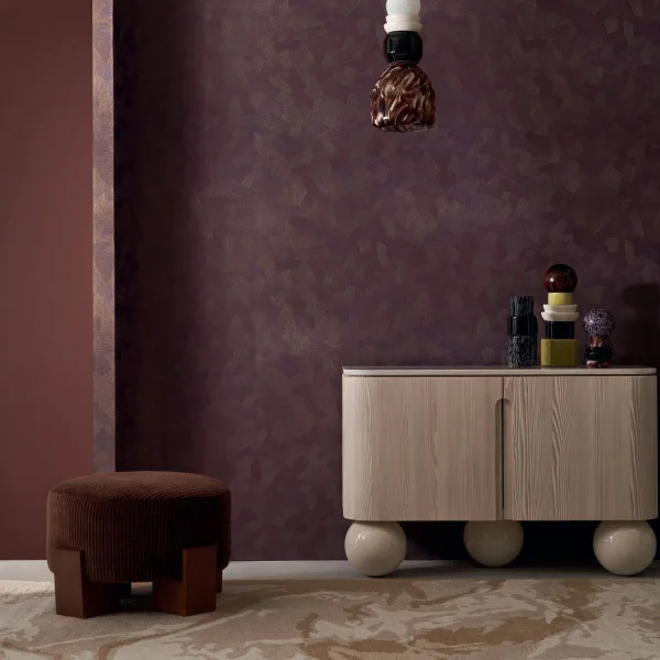 Casamance tapeet Berenice Aubergine/Doré