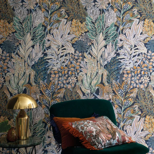 Casamance tapeet Borromee Vert Clair/Anthracite
