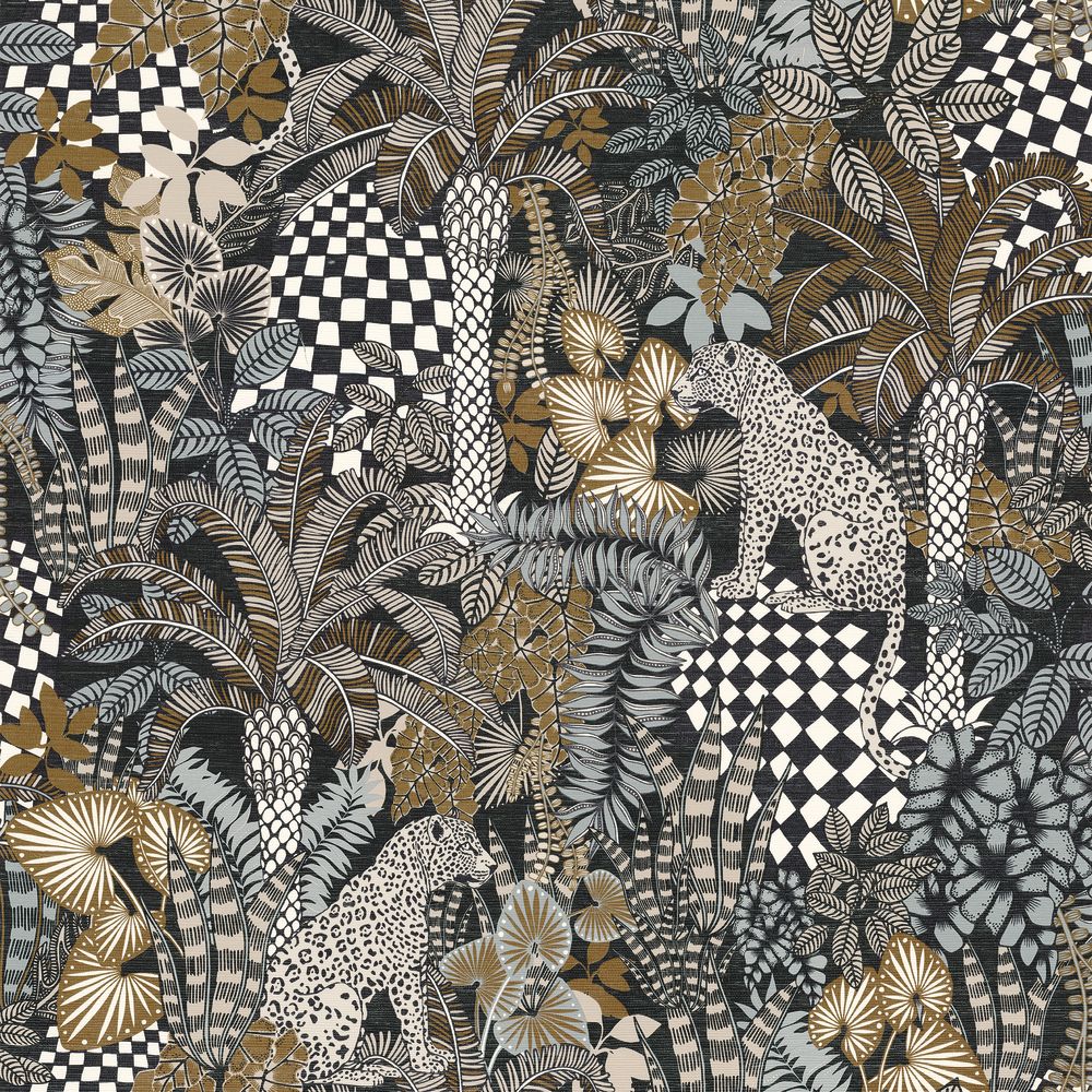 Casamance tapeet Belize Damier Noir/Fauve