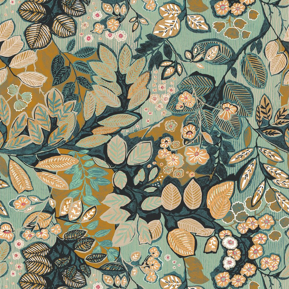Casamance tapeet Belle De Nuit Menthe/Moutarde