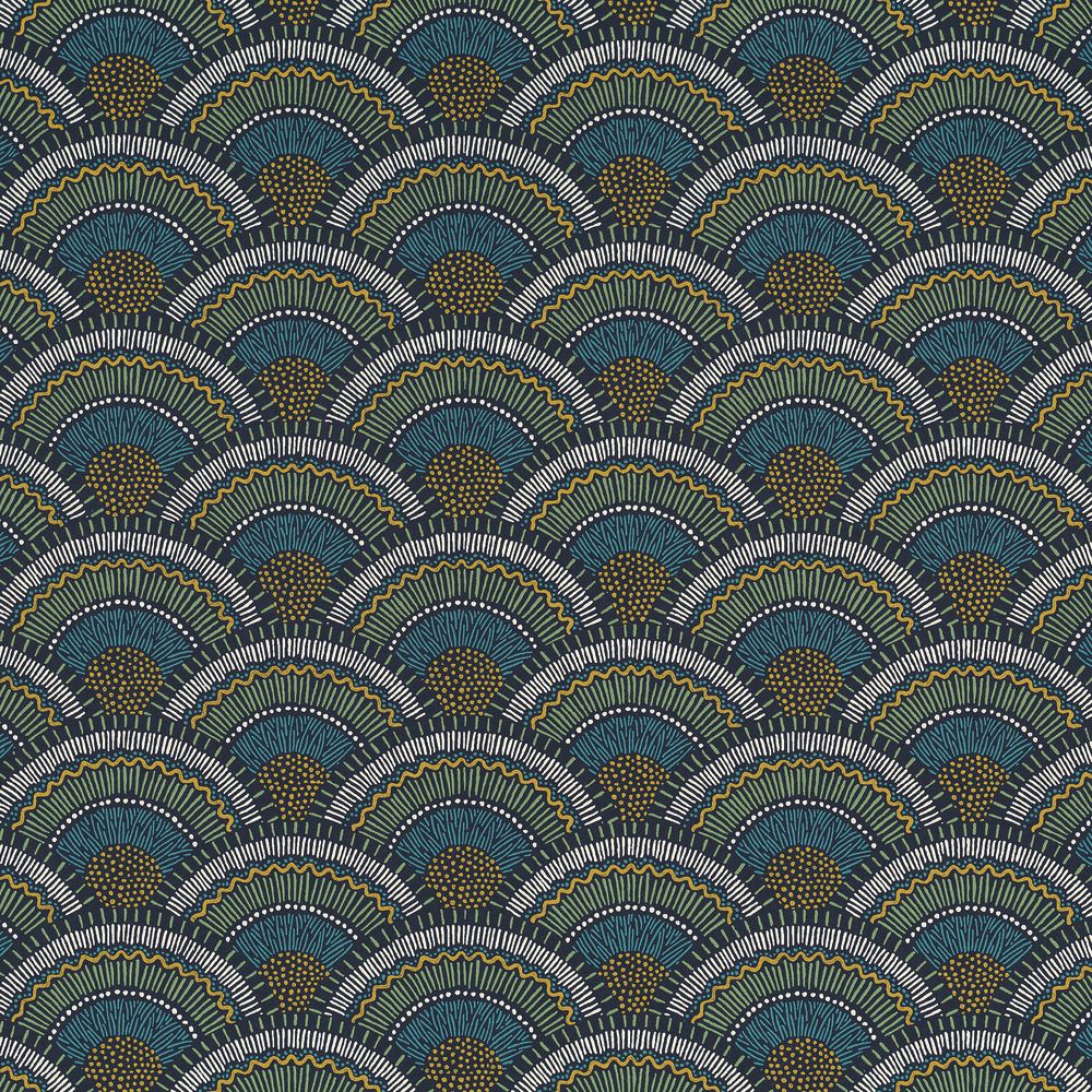 Casamance tapeet Otto Marine/Vert Mousse