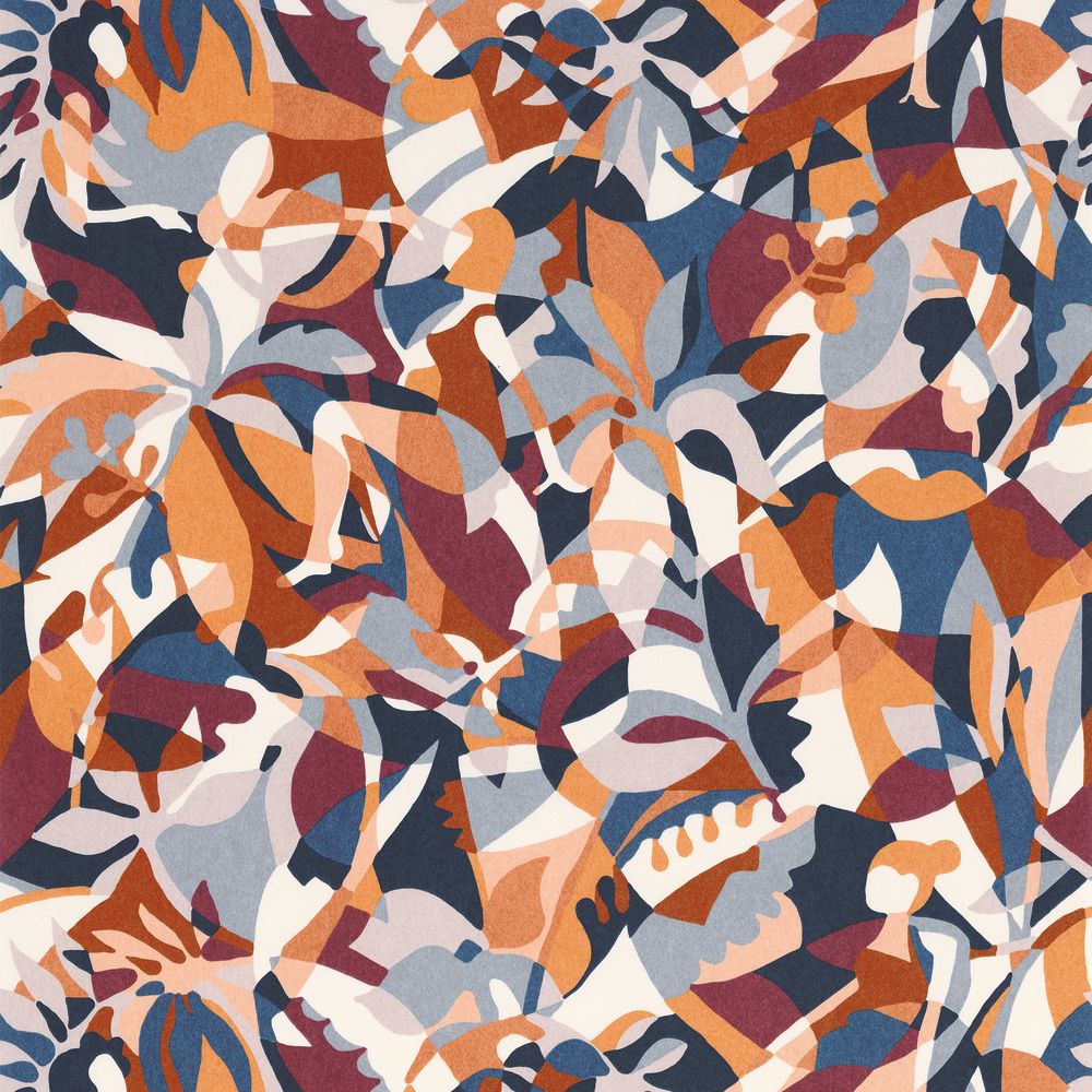 Casamance tapeet Plongeon Marine/Terracotta