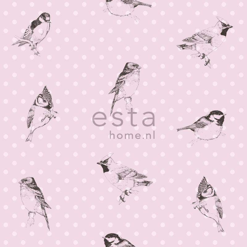 ESTAhome linnud tapeet - pehme roosa