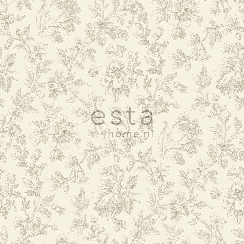 ESTAhome tapeet elegantne lilled - pruun