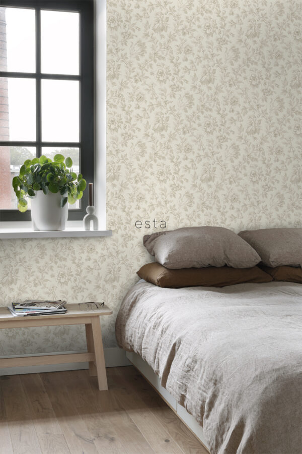 ESTAhome tapeet elegantne lilled - pruun