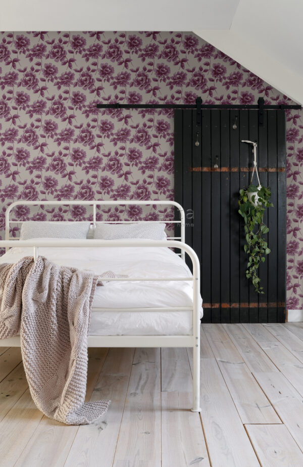 ESTAhome tapeet akvarellroosid lilla ja taupe