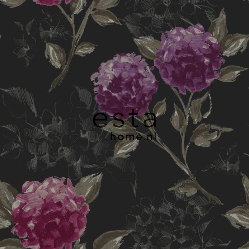 ESTAhome tapeet hortensiad - must ja lilla