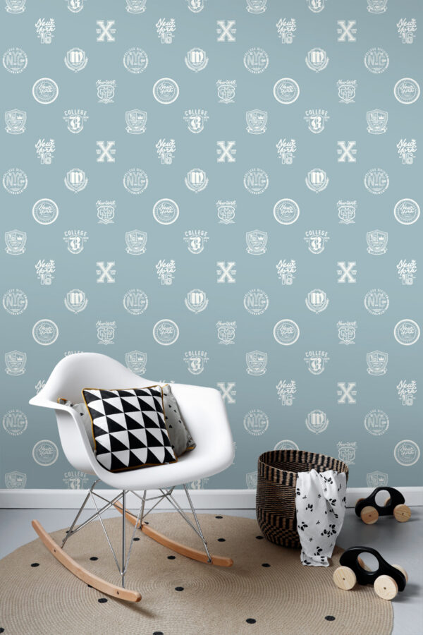 ESTAhome tapeet kooli embleemid - hele vintage sinine