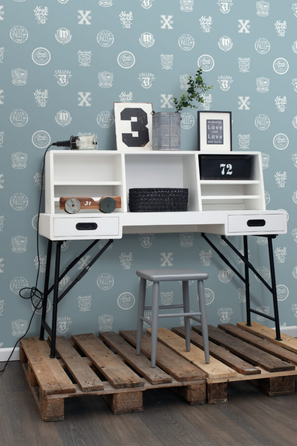 ESTAhome tapeet kooli embleemid - hele vintage sinine