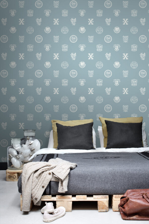 ESTAhome tapeet kooli embleemid - hele vintage sinine