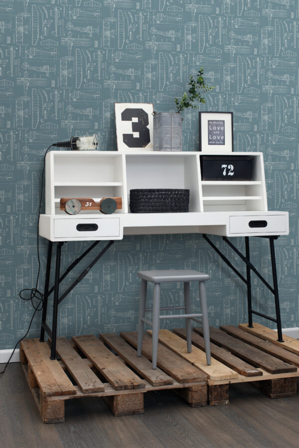 ESTAhome lennukite ehitusjoonised tapeet - vintage sinine
